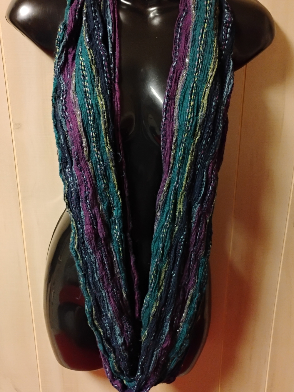 Teal and Purple Textured Infinity Scarf - Unbranded